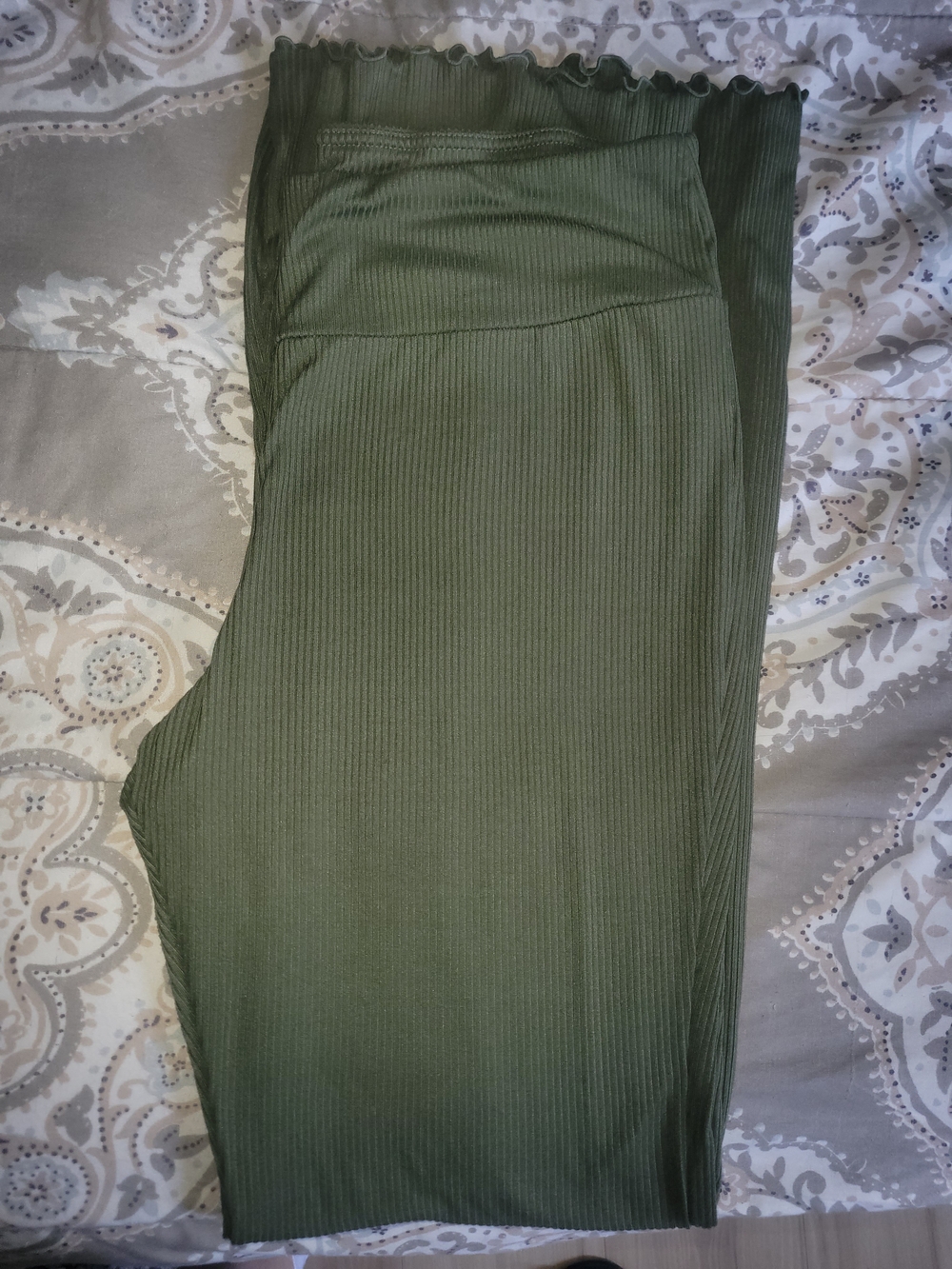No Boundaries Olive Ribbed Midi Skirt